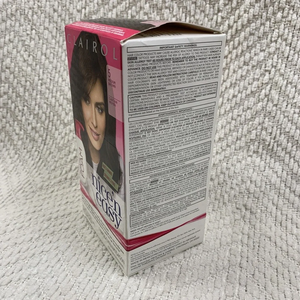 NOS Clairol # 5 Medium Brown Nice' n Easy‎ Hair Color Blend Foam Permanent